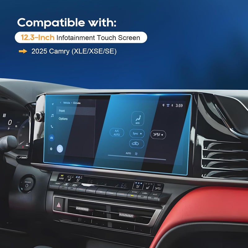 LFOTPP Glass for 2025 2026 Camry Screen Protector 2025 2026 Camry XLE/XSE 12.3" Tempered Glass Protective Film [Anti Glare& Scratch] 2025 2026 Camry Accessories 2025 Camry* - Image 2